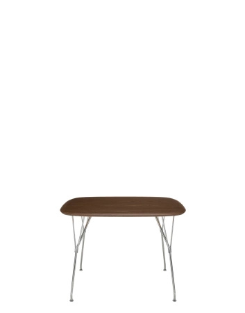 Viscount of Wood Square Chrome Table Walnut