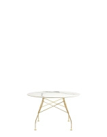 Glossy Marble Round Ø118 cm Table Gilded White