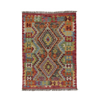 Dywan wełniany kilim afgański wielokolorowy 100144 143x102