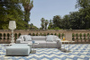 Plastics Outdoor Two-Seater + Pouf Sofa Szary