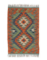 Dywan wełniany kilim afgański wielokolorowy 97925 87x59