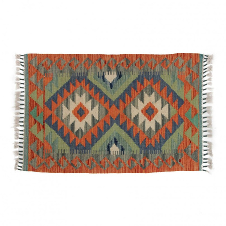 Dywan wełniany kilim afgański wielokolorowy 97925 87x59
