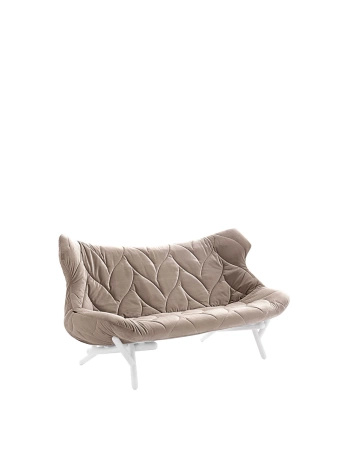 Foliage Velvet Sofa Biały Taupe