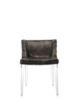 Mademoiselle Kravitz Chair Transparent Faux-Fur Snake Printed Fabric