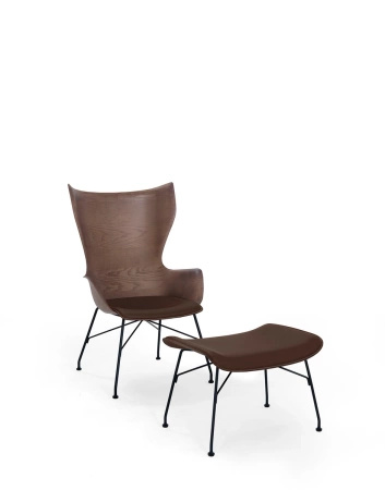 K/Wood Slatted Ash Krzesło Ciemna Skóra Czarny FSC™