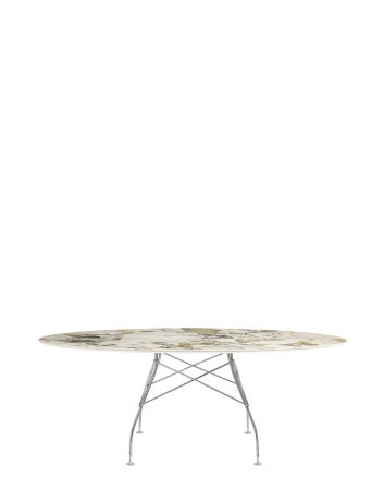 Glossy Marble Oval 192x118 cm Chrome Symphonie Table