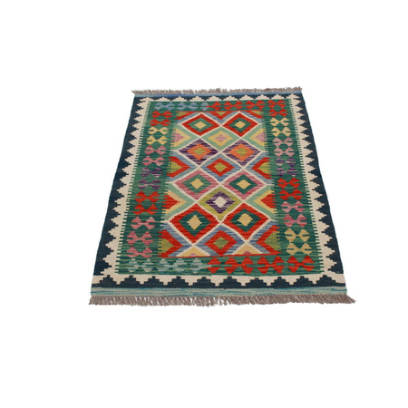 Wool kilim afghan rug multicolored 100025 133x78
