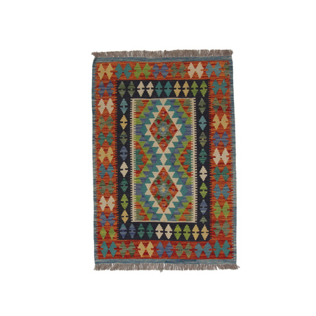 Wool kilim afghan rug multicolored 100021 125x86
