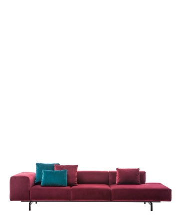 Largo Ottoman Three-Seater Velvet Sofa Red