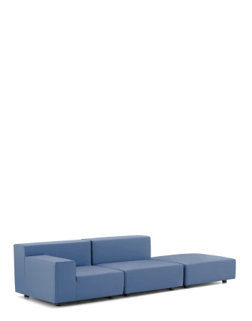 Plastics Tech Fabric Two-Seater + Pouf Sofa Blue
