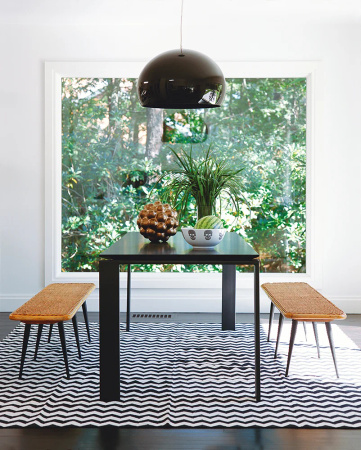  Four Rectangular 190x79 cm Table Black White