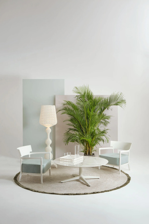 K-Lim Gray Rug with Green Fringes Ø250