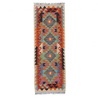 Dywan wełniany kilim afgański wielokolorowy 98165 193x69