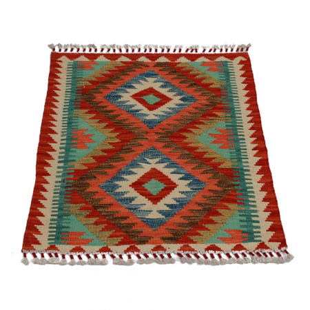 Dywan wełniany kilim afgański wielokolorowy 97914 83x65
