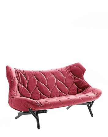 Foliage Velvet Sofa Black Red