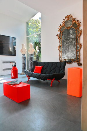 Foliage Velvet Sofa Czarny Różowy