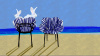 Alice's Flowers Pillow Blue Stripes