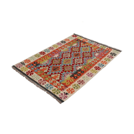 Wool kilim afghan rug multicolored 100365 140x100