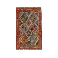 Dywan wełniany kilim afgański wielokolorowy 100100 128x81