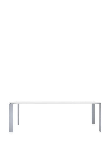  Four Rectangular 223x79 cm Aluminum Table White