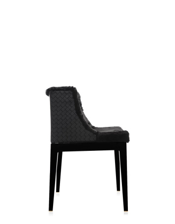 Mademoiselle Kravitz Chair Black Faux-Fur Woven Fabric