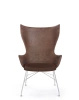 K/Wood Slatted Ash Chair Dark Leather Chromed FSC™