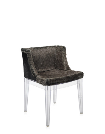 Mademoiselle Kravitz Chair Transparent Faux-Fur Snake Printed Fabric