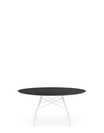 Glossy XXL Ø150 cm Table White Black Marquina