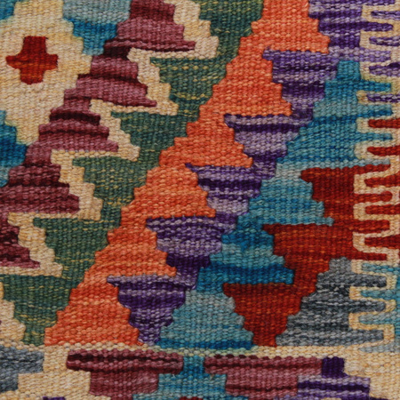 Dywan wełniany kilim afgański wielokolorowy 100038 113x86
