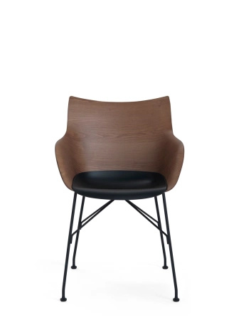 Q/Wood Slatted Ash Krzesło Ciemne Drewno Czarny FSC™