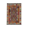 Wool kilim afghan rug multicolored 100365 140x100