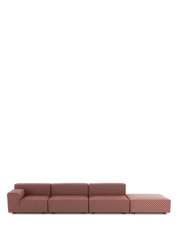 Plastics Outdoor Liberty 3 Seater + 1 Pouf Obi Check Sofa Rdzawy 