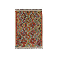 Wool kilim afghan rug multicolored 100007 118x87
