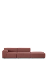 Plastics Outdoor Two-Seater + Pouf Sofa Bordowy