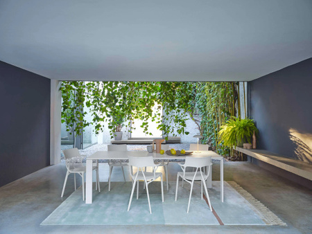  Four Rectangular 190x79 cm Table White White