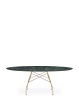 Glossy Marble Oval 192x118 cm Table Gilded Green