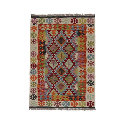 Wool kilim afghan rug multicolored 100365 140x100