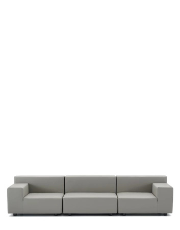 Plastics Tech Fabric Three-Seater Sofa Gray