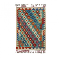 Dywan wełniany kilim afgański wielokolorowy 97782 86x61