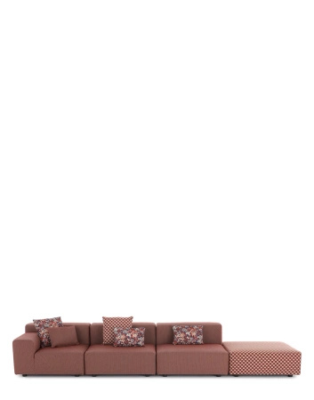 Plastics Outdoor Liberty 3 Seater + 1 Pouf Obi Check Sofa Rdzawy 
