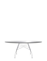 Glossy Oval 194x120 cm Table Chrome Black