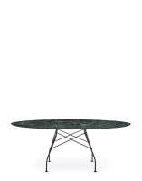 Glossy Marble Oval 192x118 cm Table Black Green