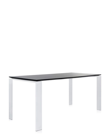  Four Rectangular 158x79 cm Stół Biały Czarny