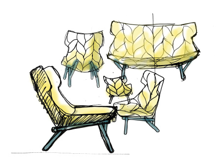 Foliage Trevira Armchair Red Gray