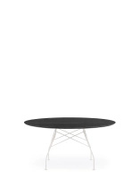 Glossy XXL Ø150 cm Table White Black Marquina