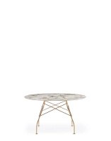 Glossy Round Ø128 cm Nature Tundra Gold Plated Table