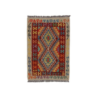 Wool kilim afghan rug multicolored 100055 117x80