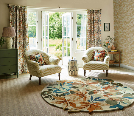 Sanderson ROBIN'S WOOD RUSSET BROWN ROUND rug 146501