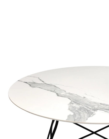Glossy Marble Round Ø118 cm Table Black White