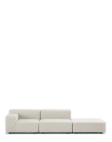 Plastics Outdoor Two-Seater + Pouf Sofa White